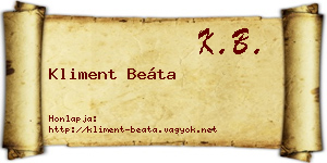 Kliment Beáta névjegykártya