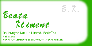 beata kliment business card